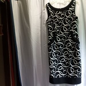 Elegant Black and White Swirl Dress